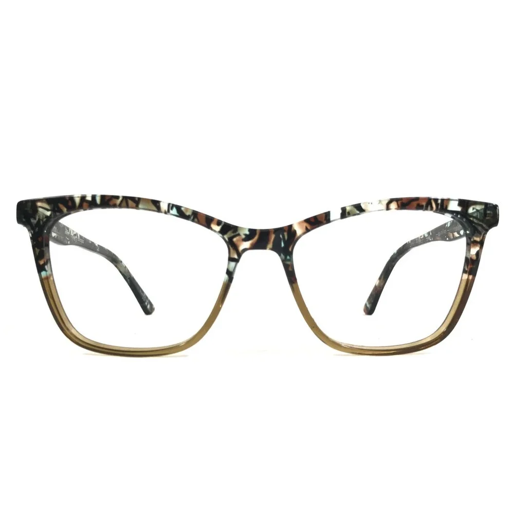 Adin Thomas Eyeglasses Frames AT-580 C3 Blue Brown Marble Cat Eye 52-17-140